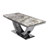 Bentley Mix Brown Marble Dining Table with Roma Chairs - Pendle Village Furniture